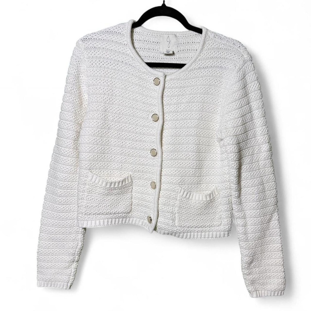 Joie white knit cardigan with gold buttons Size L
